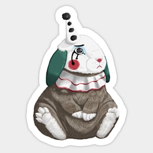 Sad Clown Bunny (blue background) Sticker
